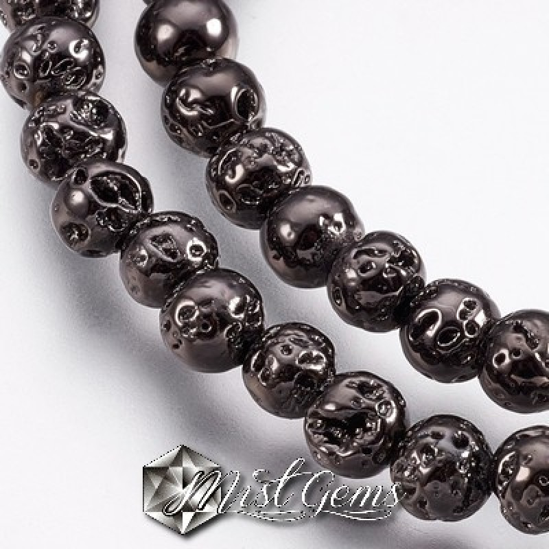 Lava electroplacata,sfere 5mm gunmetal -10 buc-SP926