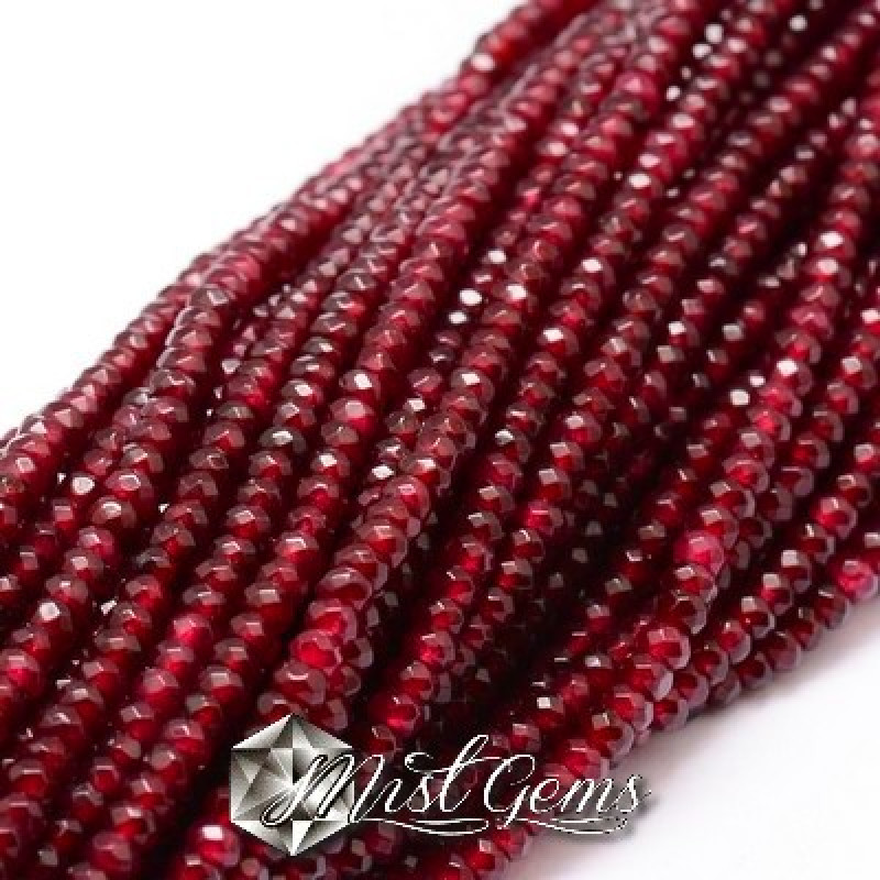 Jad rondele fatetate rosu grenat 4x2~3mm-20 buc.