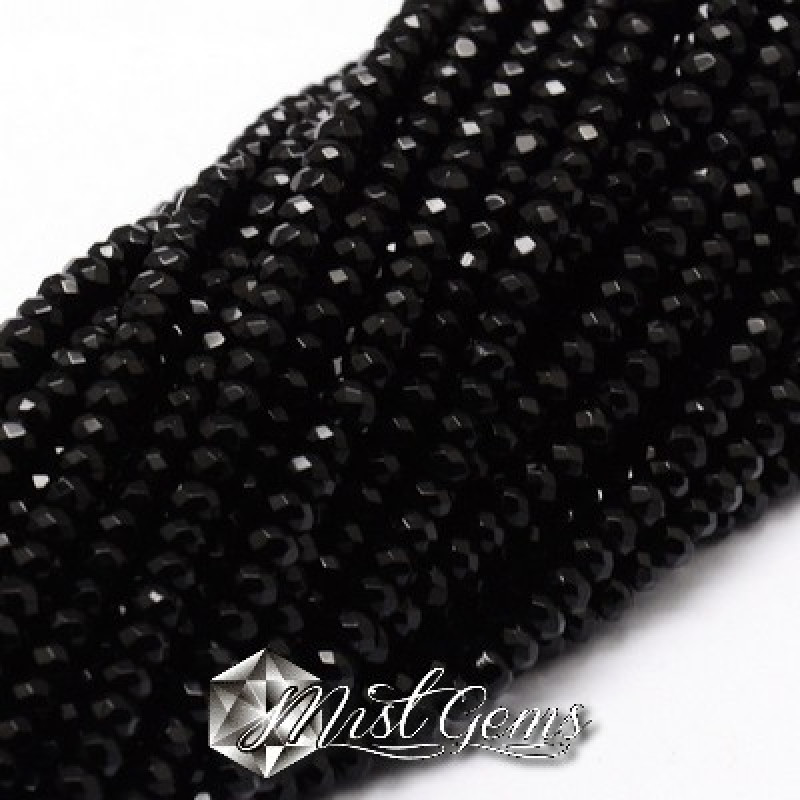 Jad rondele fatetate negru 3x2~3mm-20 buc.