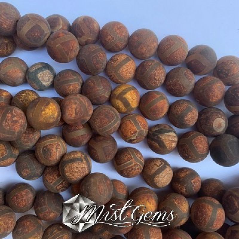 Agate DZI sfere 12mm model "spate broasca testoasa"-10 buc