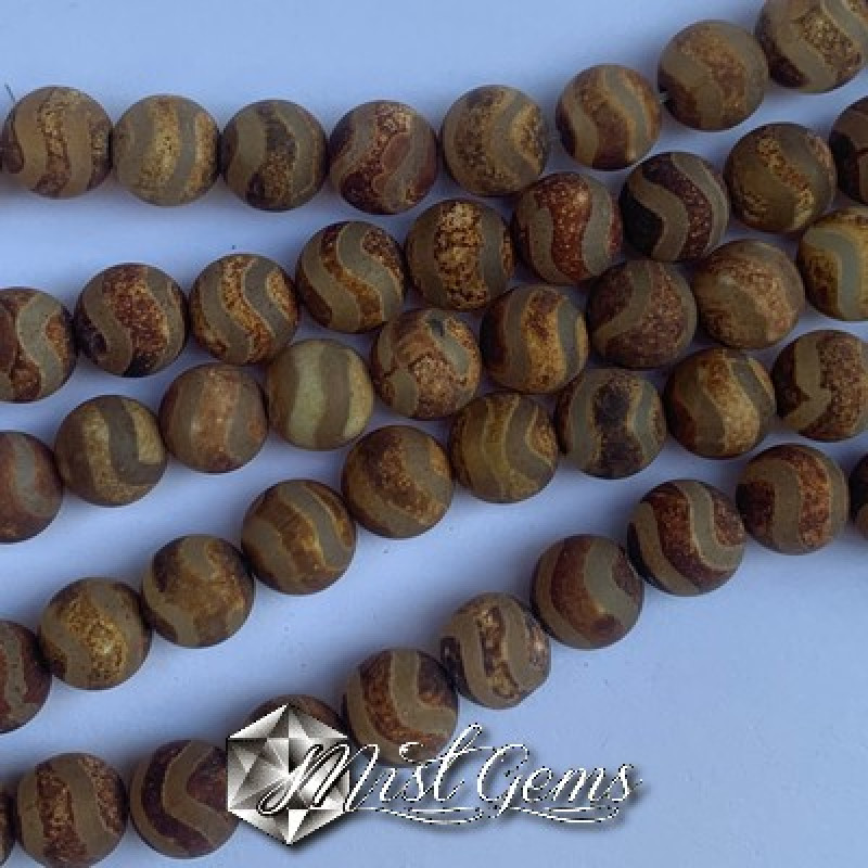 Agate DZI sfere 8mm model"wave" -10 buc