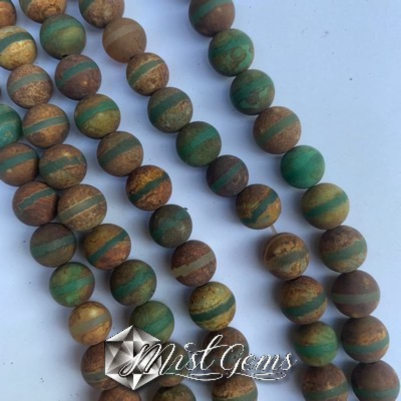 Agate DZI sfere 8mm "striped verde" -10 buc