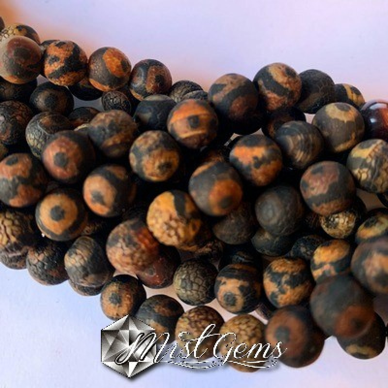 Agate DZI sfere 8mm "cu 3 ochi" -10 buc