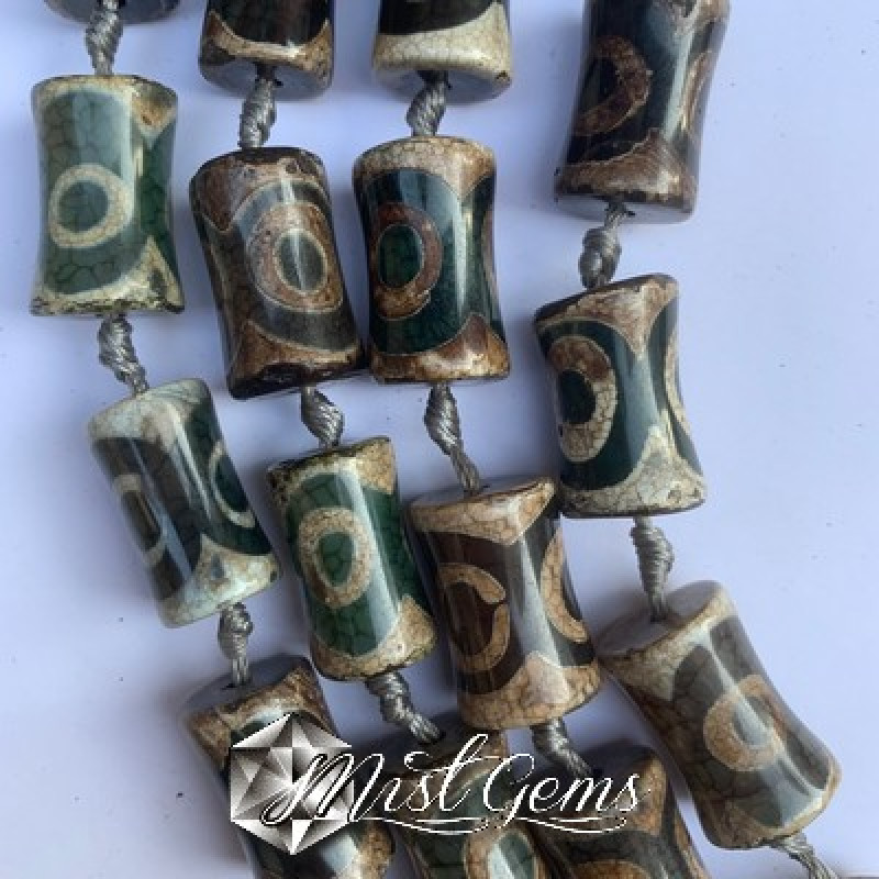 Agate DZI "bambus" cu 3 ochi