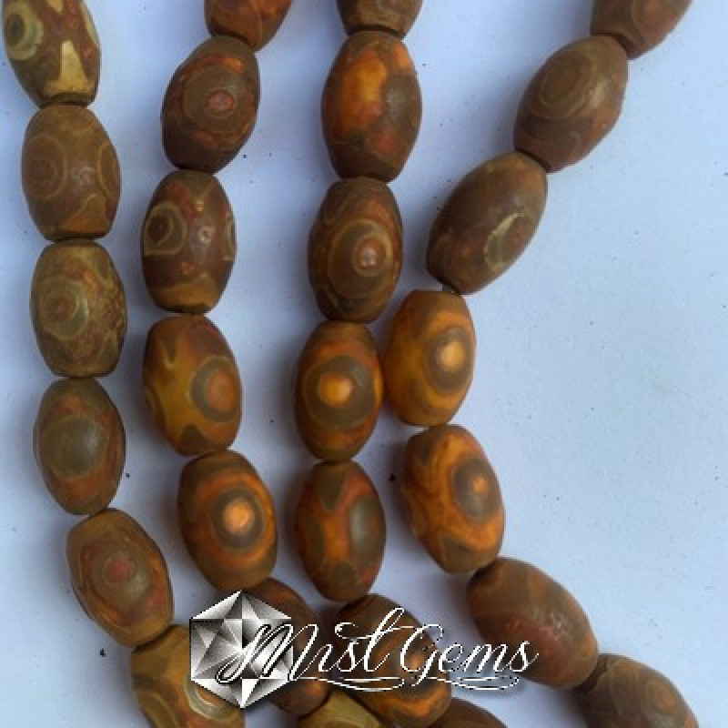 Agate DZI bob de orez cu 3 ochi 8x12mm-4 buc